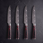 Homura 4-Piece Steak Knife Set, Crimson Pakkawood