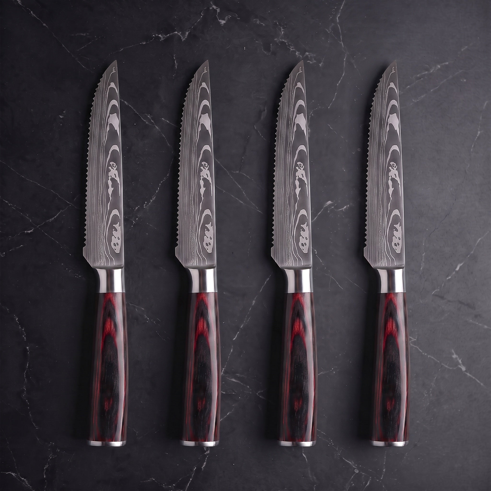 Homura 4-Piece Steak Knife Set, Crimson Pakkawood
