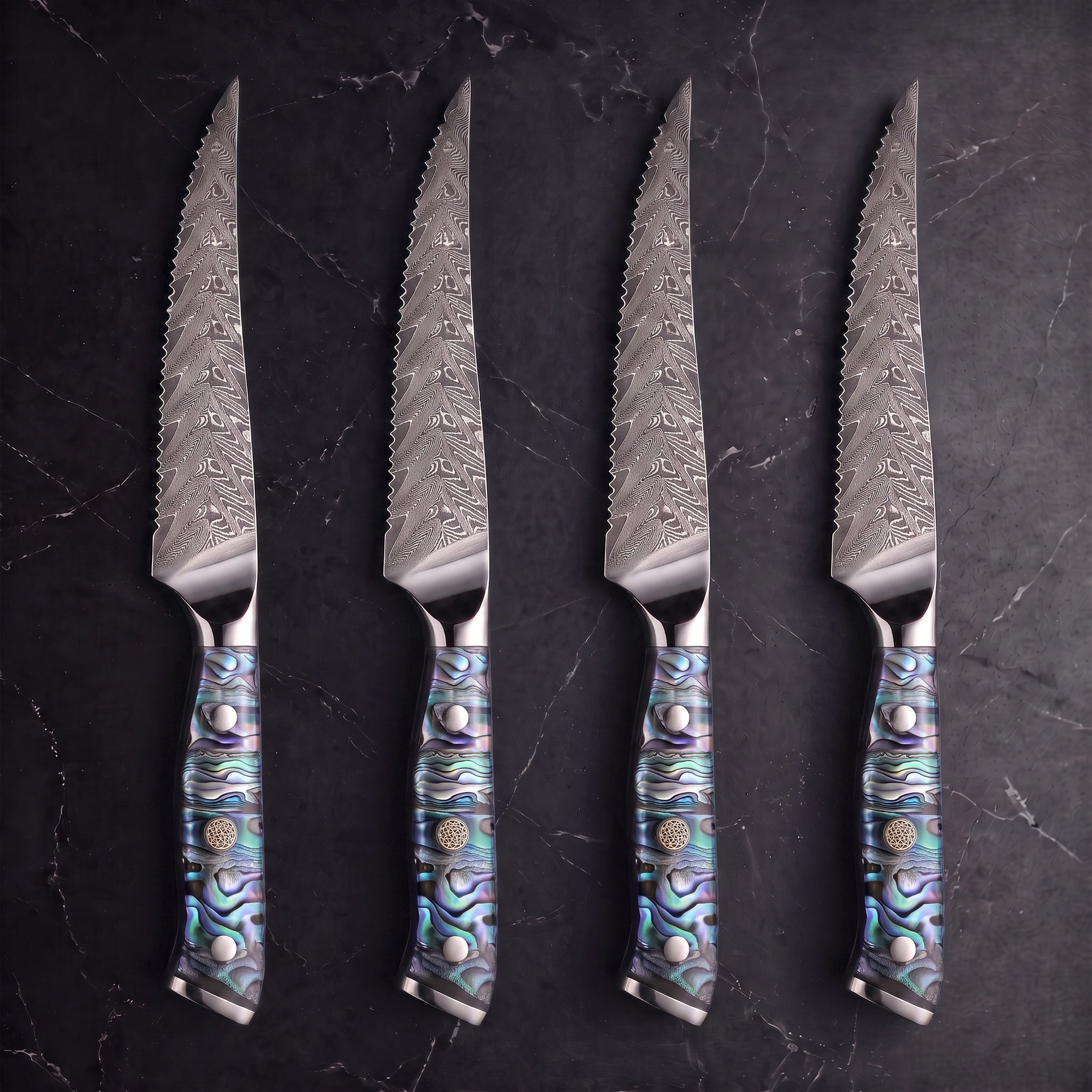 Yakou 4-Piece Steak Knife Set, Green Abalone