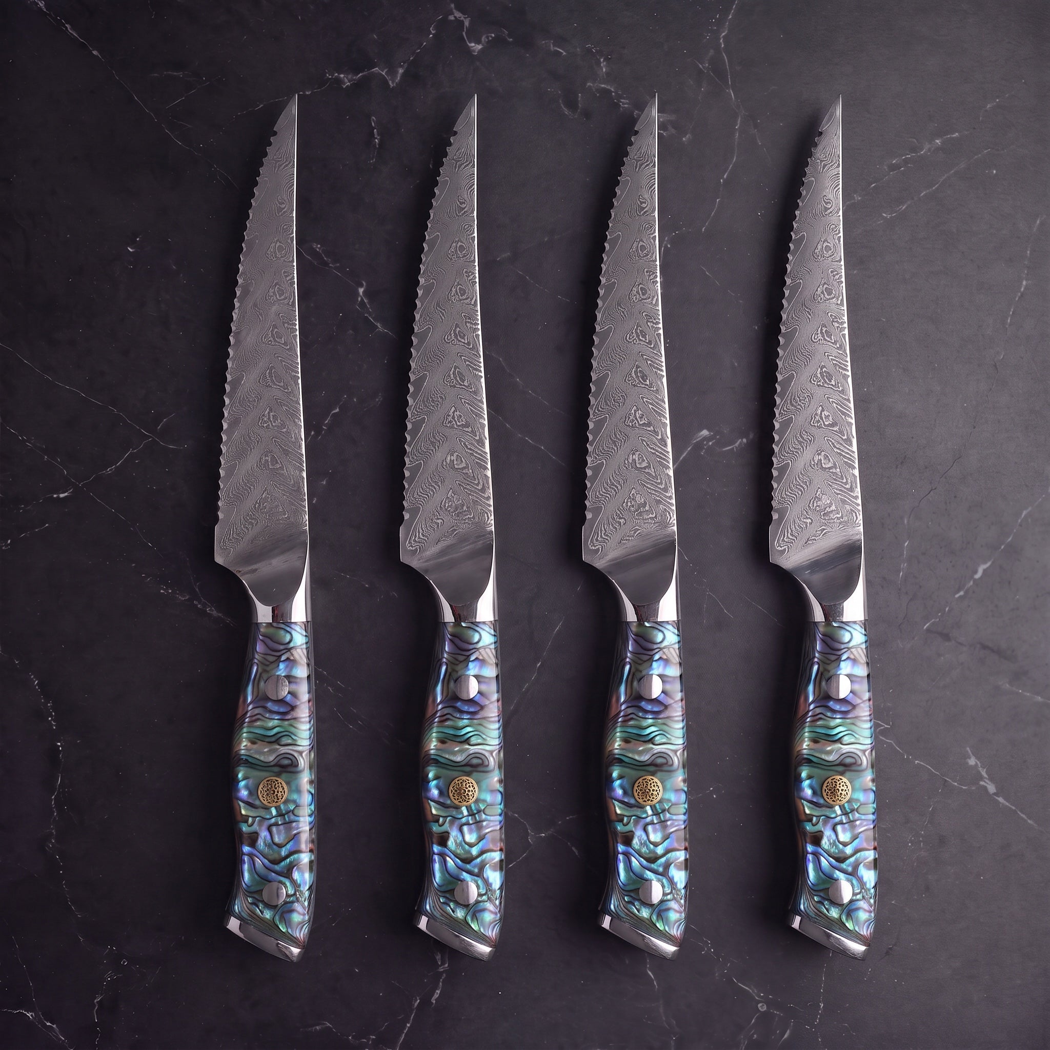 Yakou 4-Piece Steak Knife Set, Blue Abalone