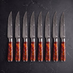 Homura 8-Piece Steak Knife Set, Amber Resin