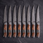 Hane 8-Piece Steak Knife Set, Amber Burl