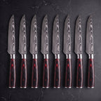 Homura 8-Piece Steak Knife Set, Crimson Pakkawood