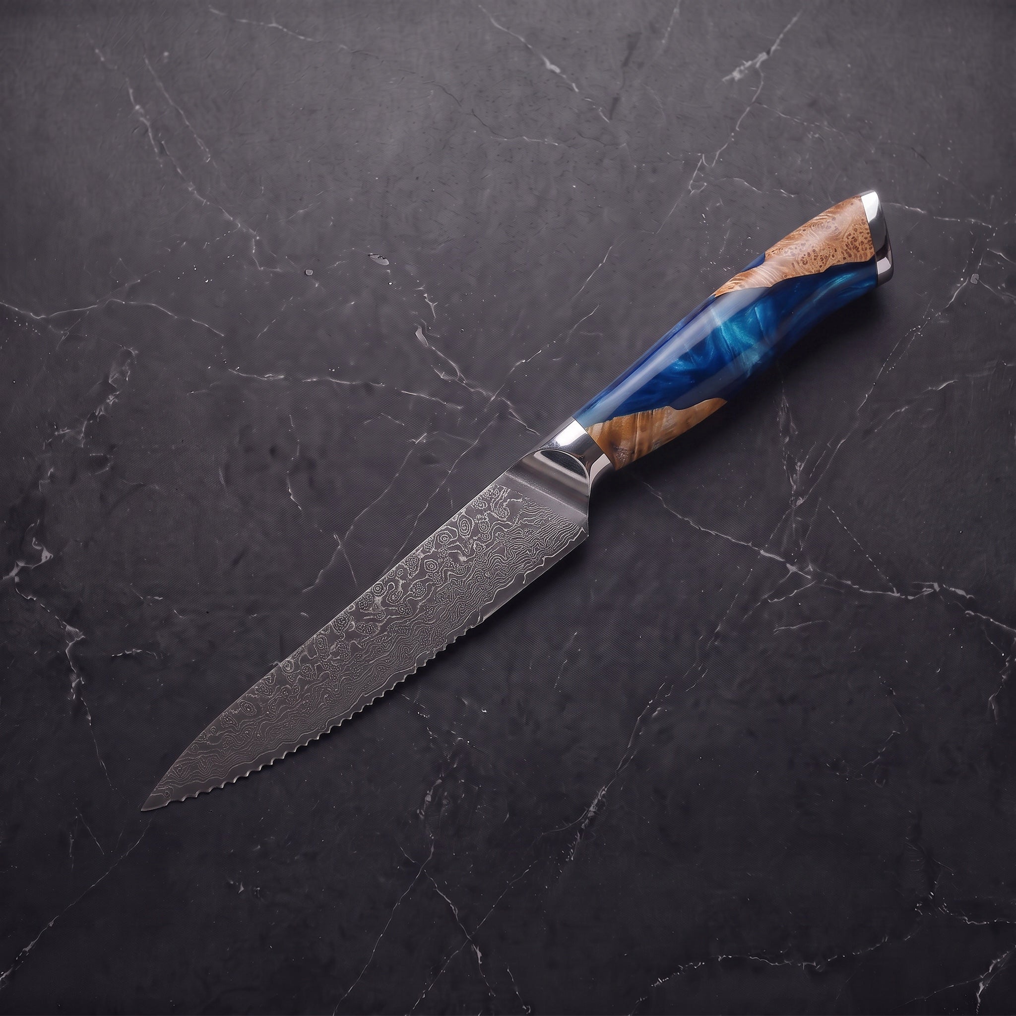 Utsuroi 4-Piece Steak Knife Set, Teal Burl