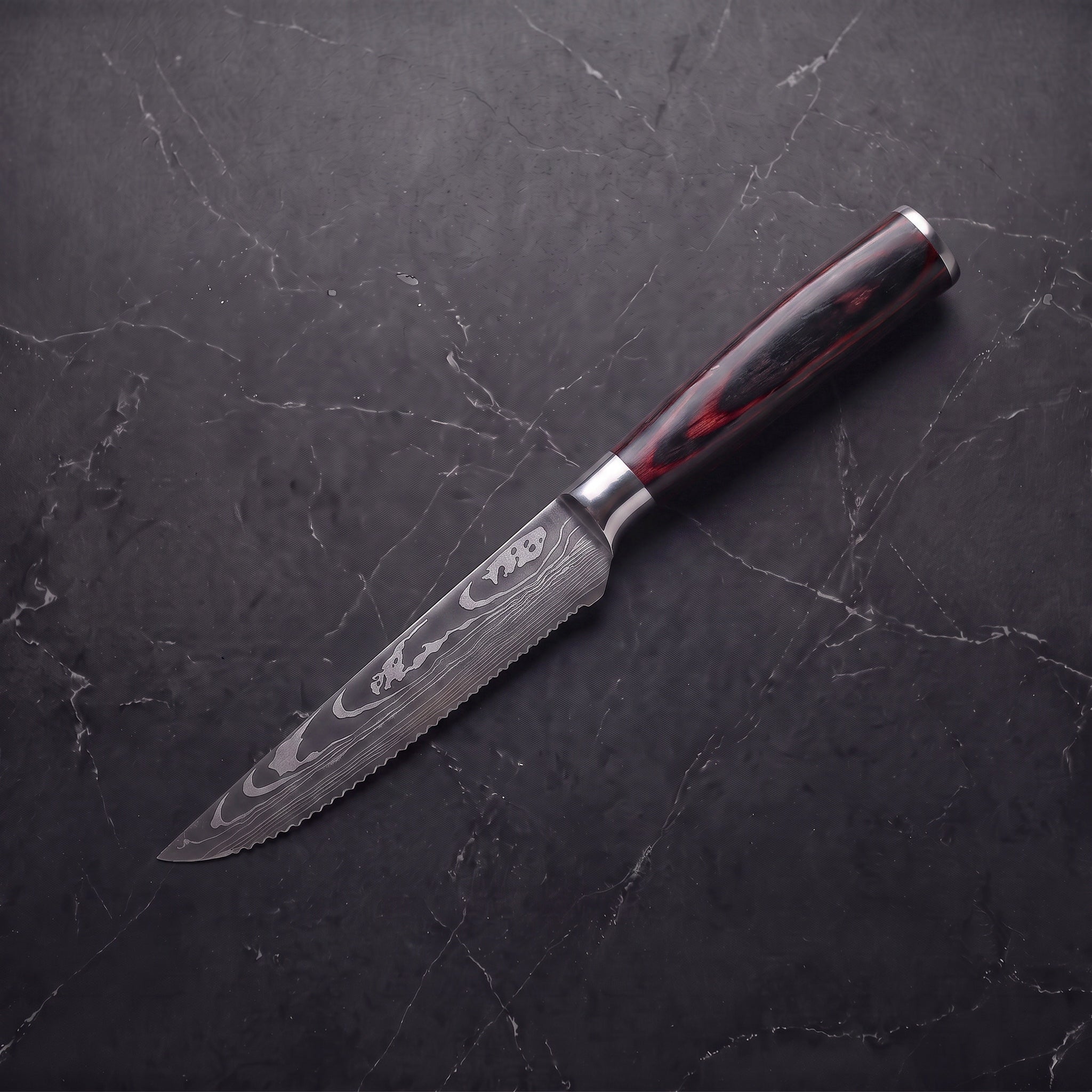 Homura 8-Piece Steak Knife Set, Crimson Pakkawood