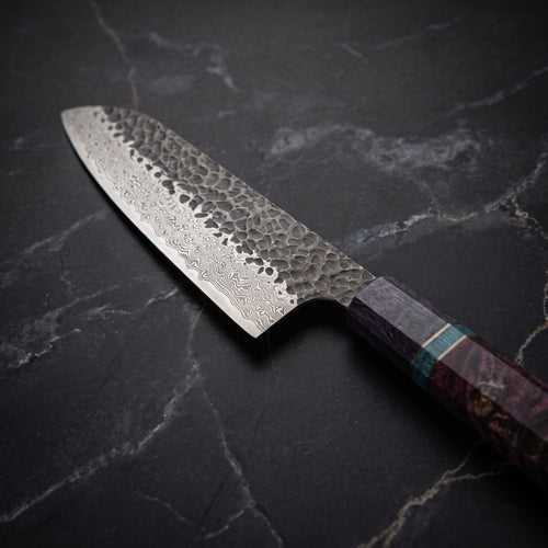 Yoake Santoku All-Purpose Knife - macro