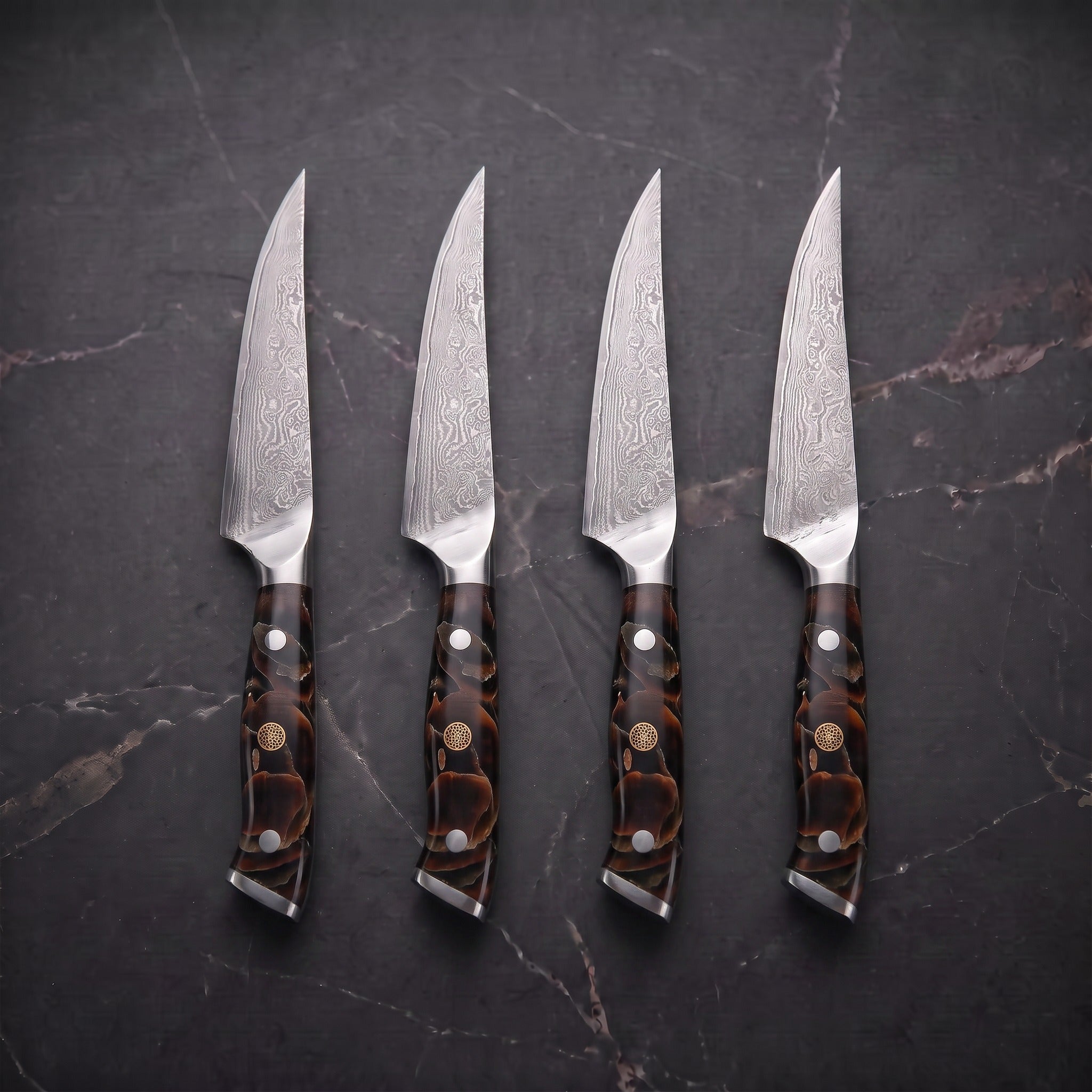 Tsubame 4-Piece Steak Knife Set, Burgundy Burl