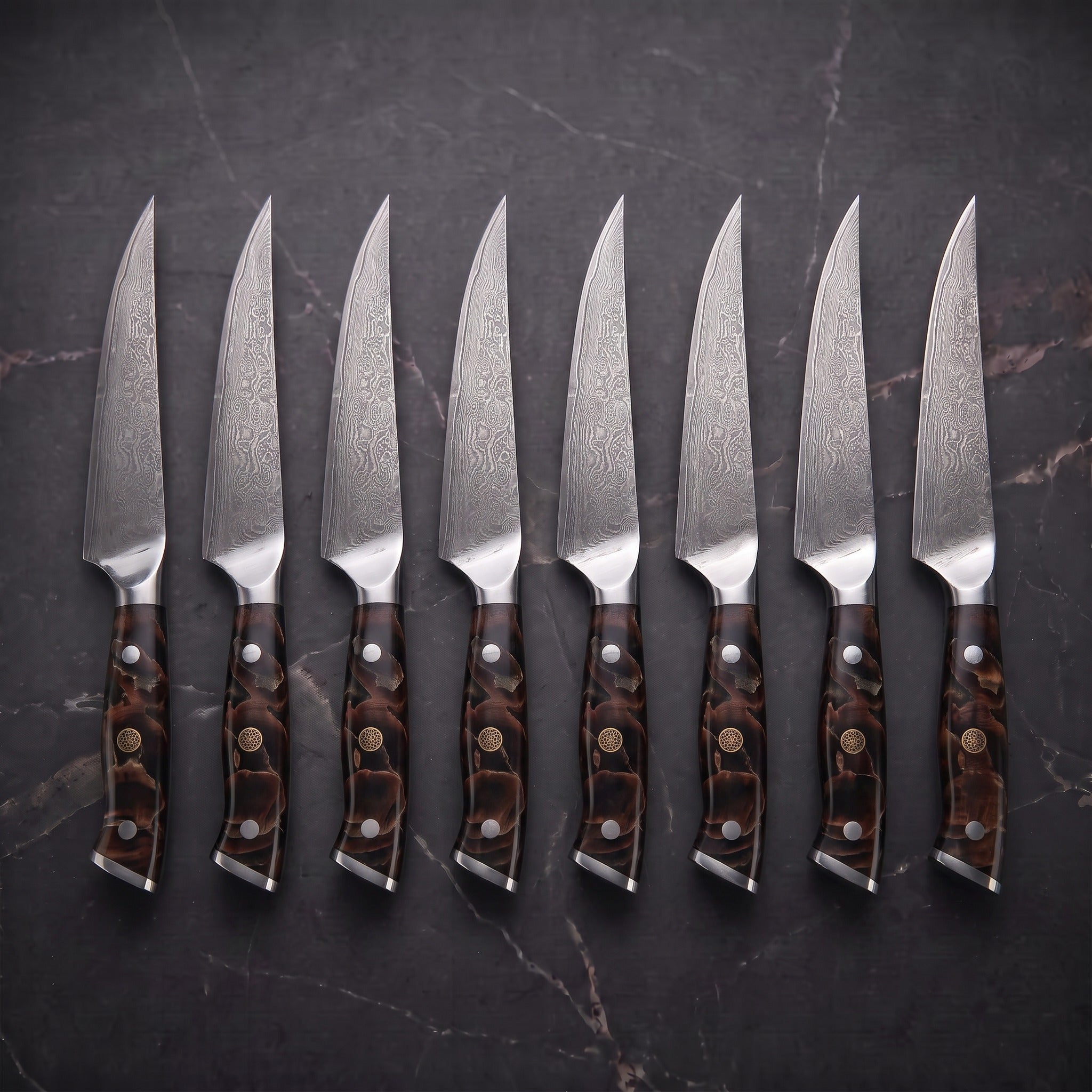 Tsubame 8-Piece Steak Knife Set, Burgundy Burl