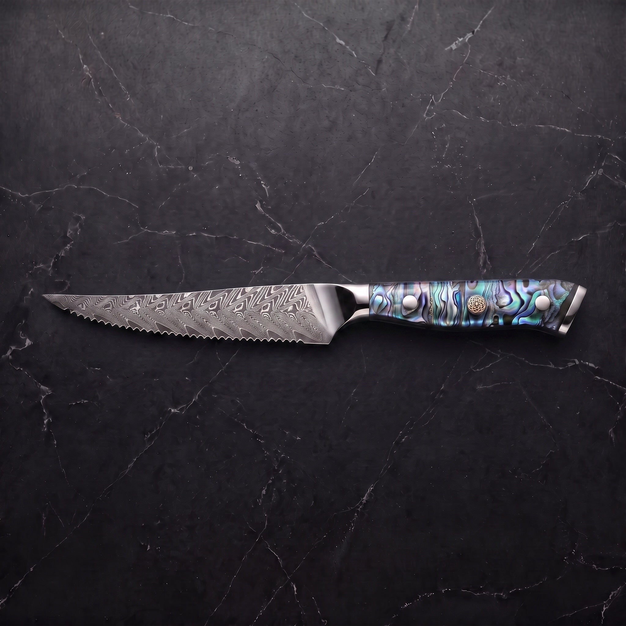 Yakou Steak Knife, Green Abalone
