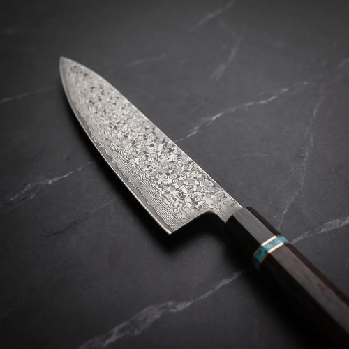 Byakko Gyuto Chef Knife, Blue Handle – blade detail