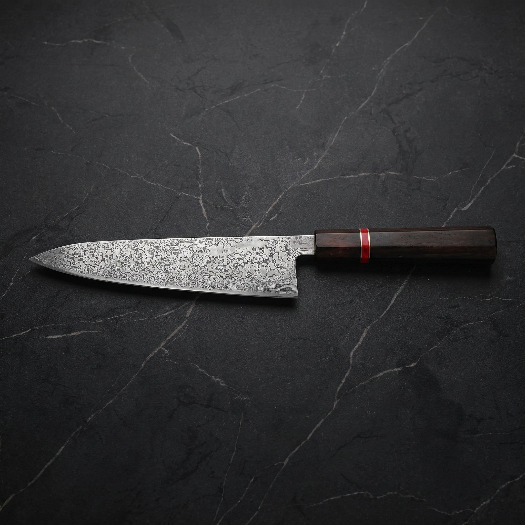 Byakko Gyuto Chef Knife, Red Handle – on the board