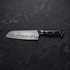 Genbu Santoku All-Purpose Knife – on the board