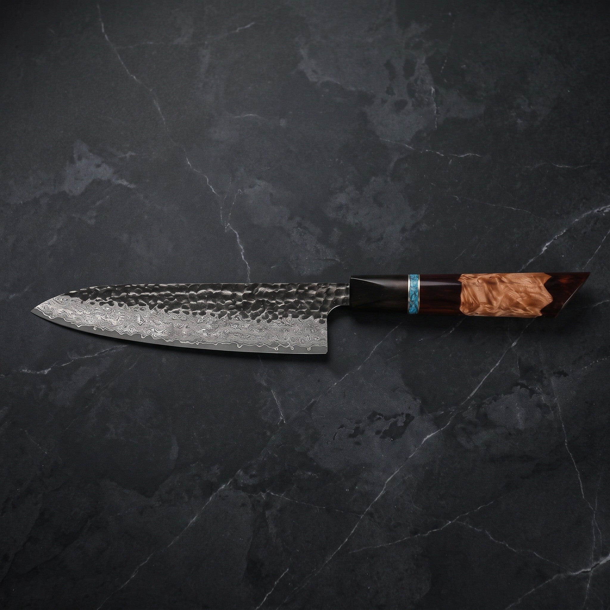 Kaminari Gyuto Chef Knife – on the board
