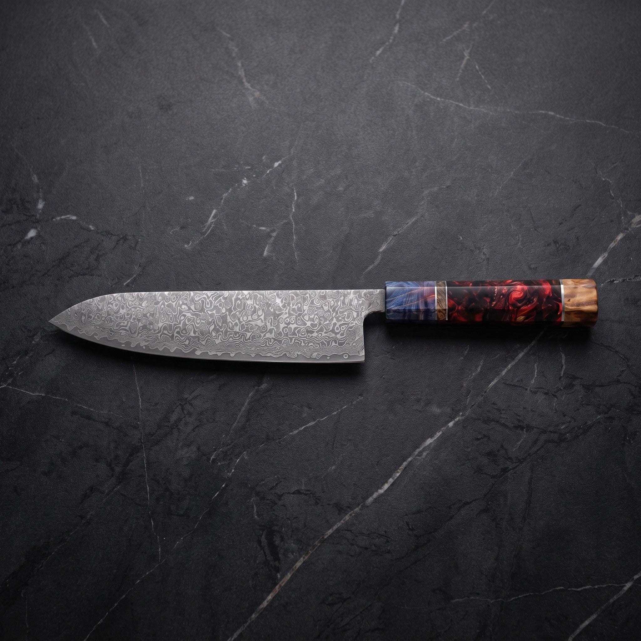 Kirameki Gyuto Chef Knife – on the board