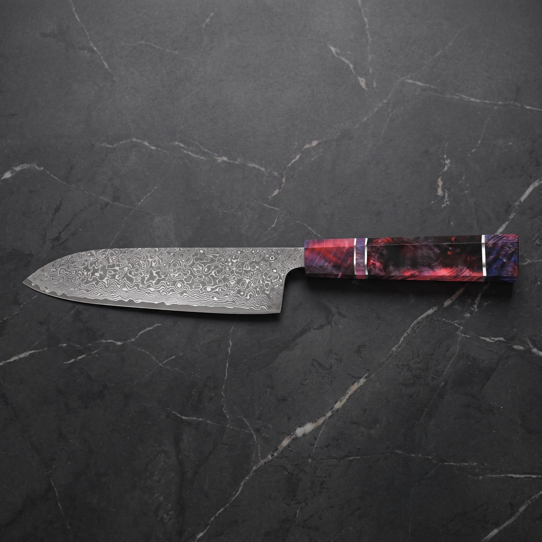 Kirameki Santoku All-Purpose Knife – on the board