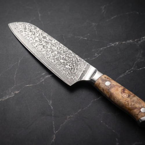 Kozue Santoku All-Purpose Knife – blade detail
