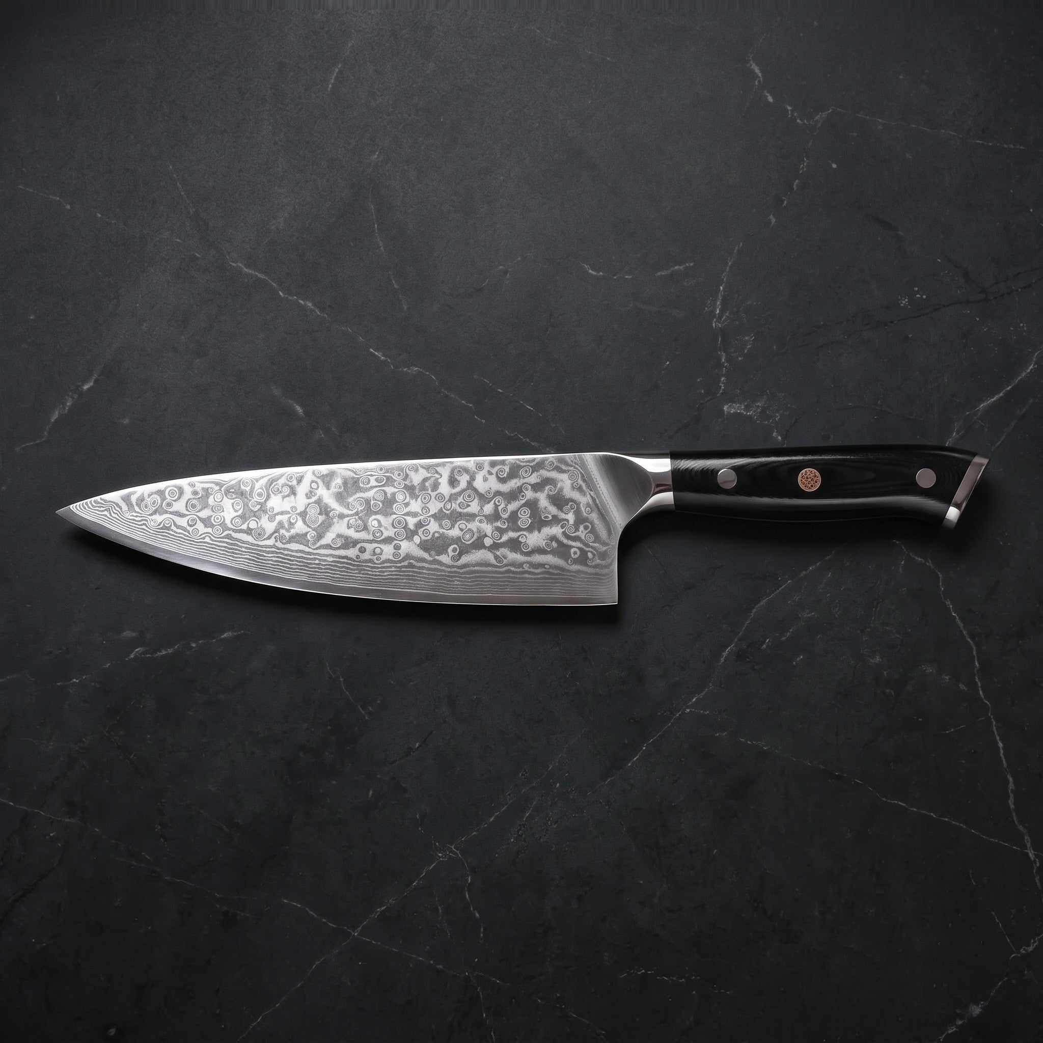 Kurenai Gyuto Chef Knife – on the board