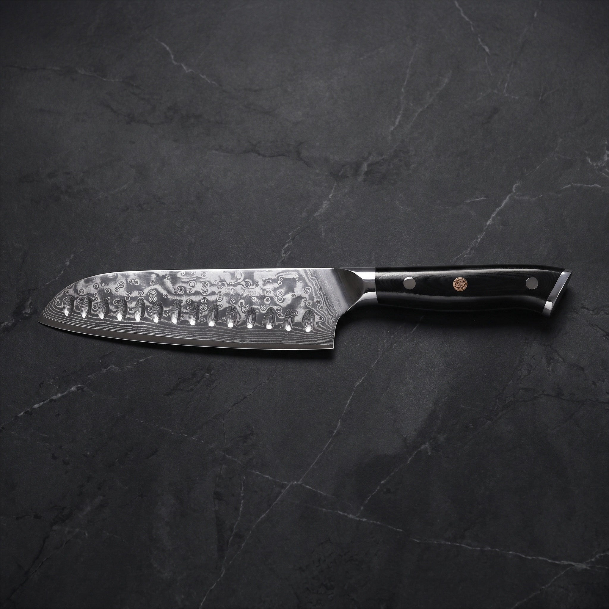 Kurenai Santoku All-Purpose Knife – on the board