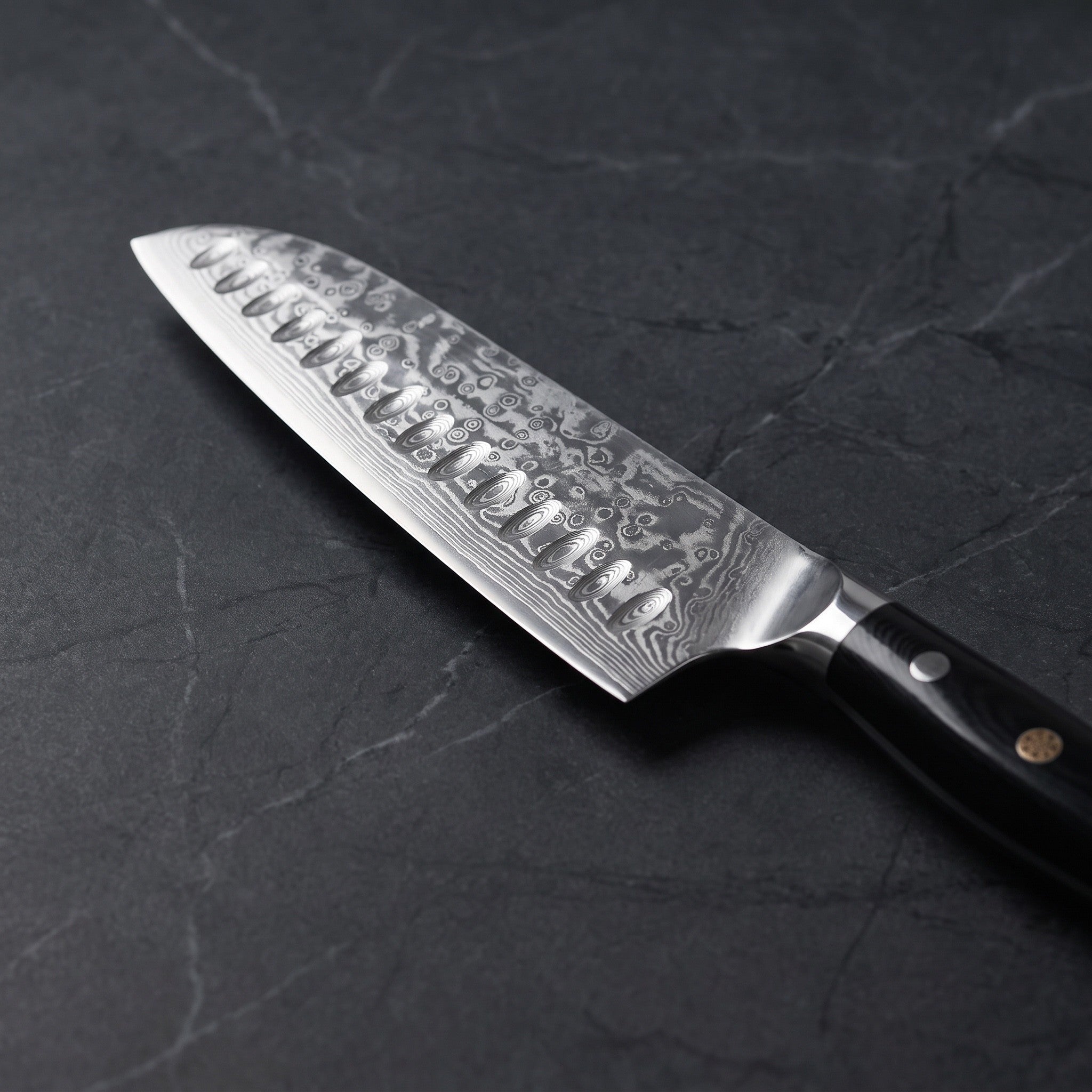 Kurenai Santoku All-Purpose Knife – blade detail