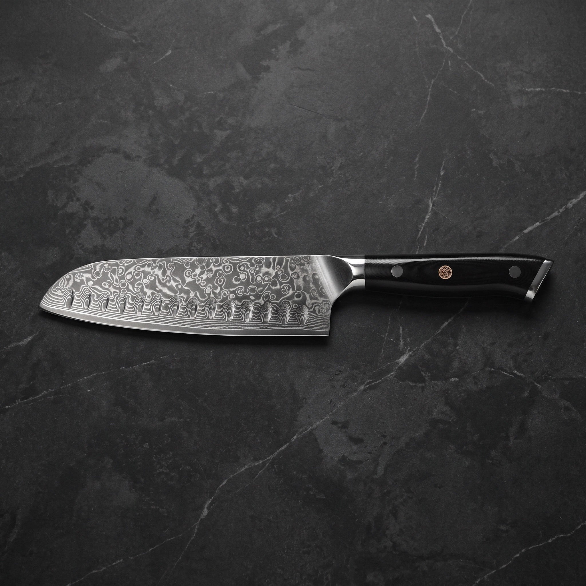 Oboro Santoku All-Purpose Knife – on the board