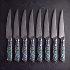 Yakou 8-Piece Steak Knife Set, Blue Abalone