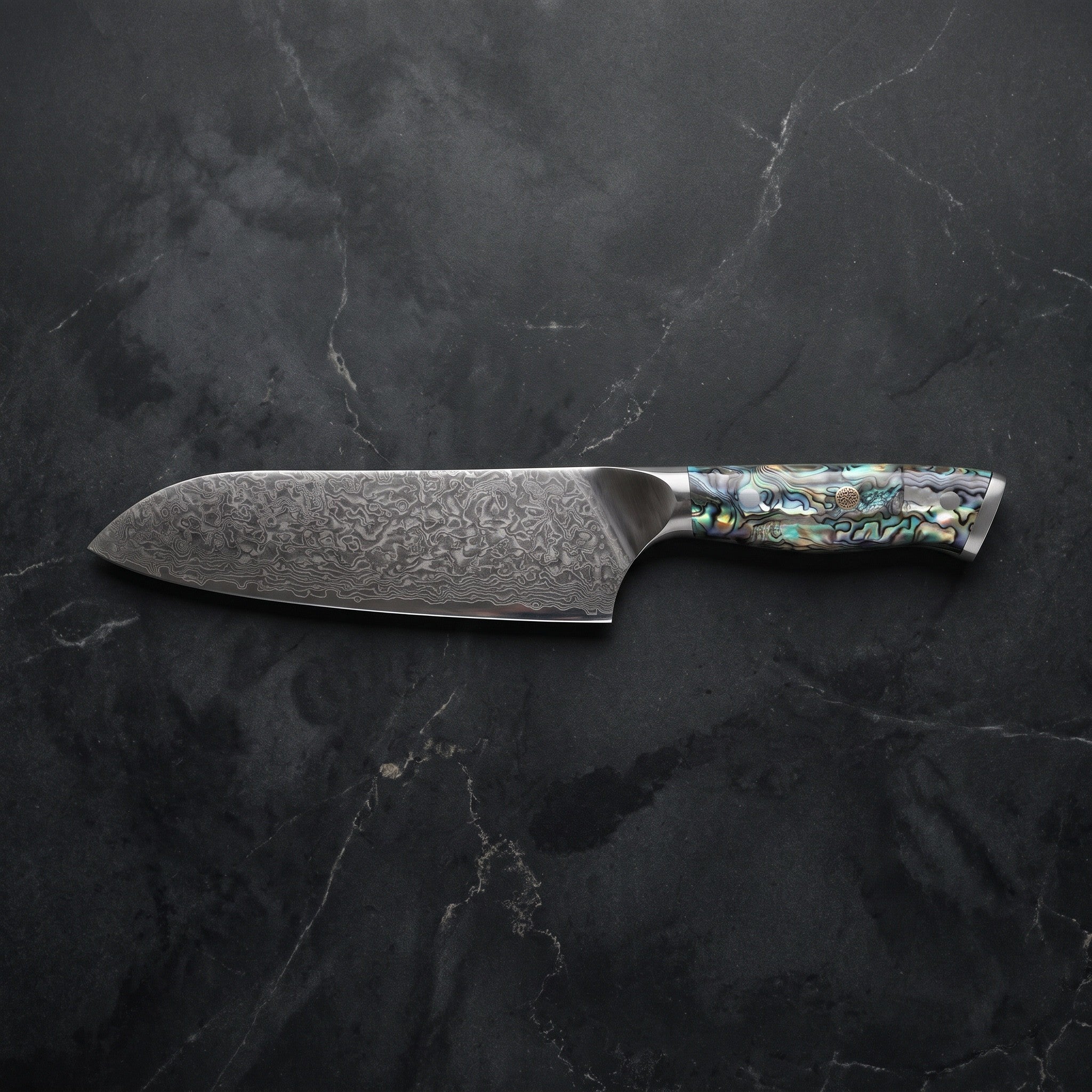 Shirogane Santoku All-Purpose Knife – on the board