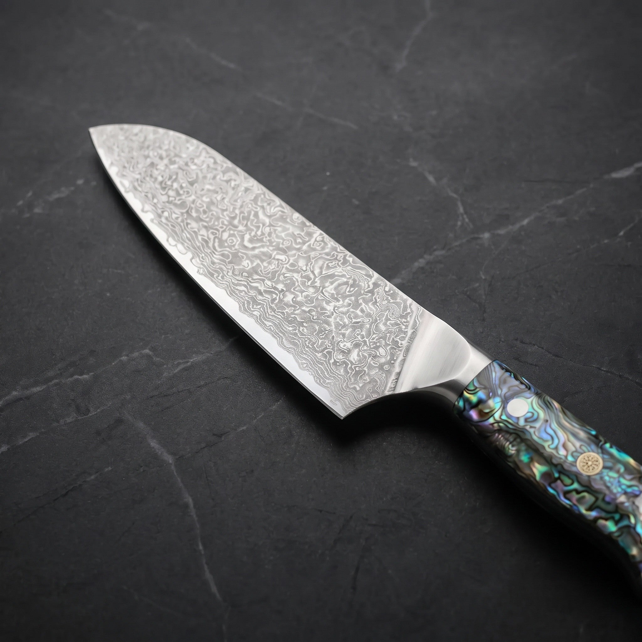 Shirogane Santoku All-Purpose Knife – blade detail