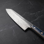 Suzaku Kiritsuke Chef-Slicer Knife, Blue Handle – blade detail