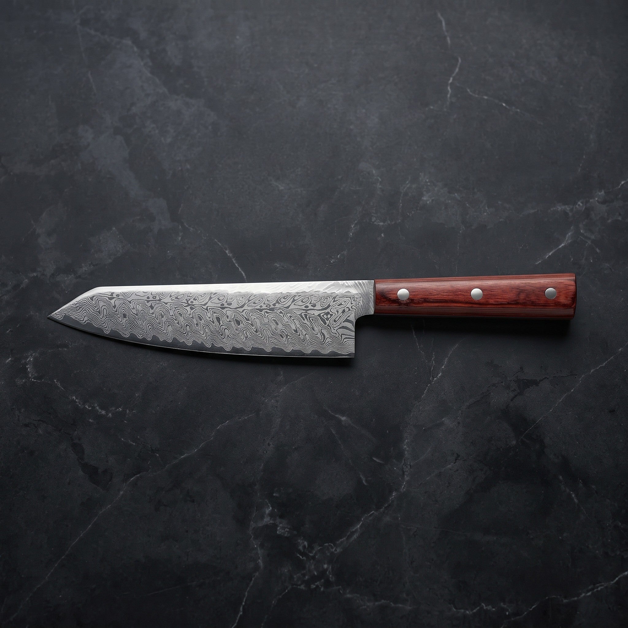 Suzaku Kiritsuke Chef-Slicer Knife, Red Handle – on the board