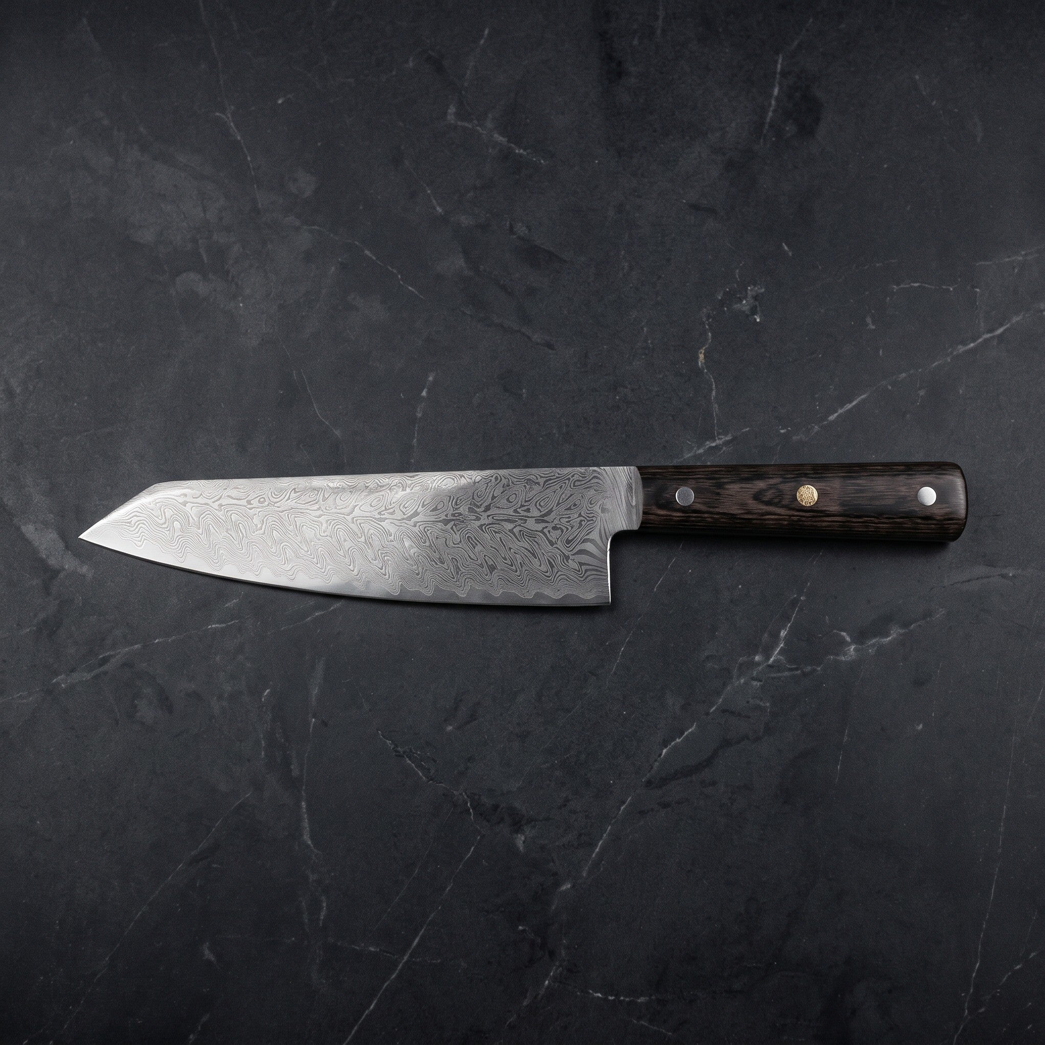 Suzaku Kiritsuke Chef-Slicer Knife, Walnut Handle – on the board