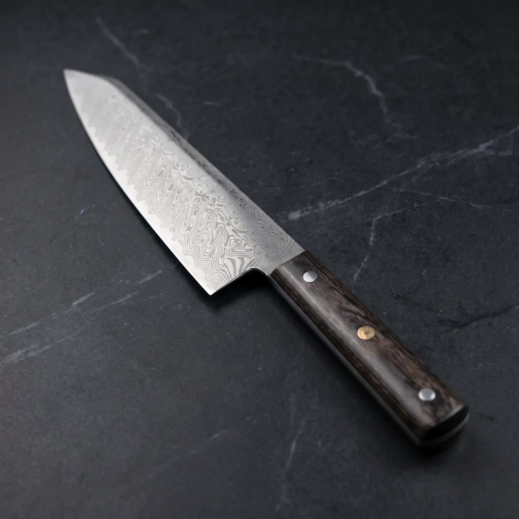 Suzaku Kiritsuke Chef-Slicer Knife, Walnut Handle – blade detail