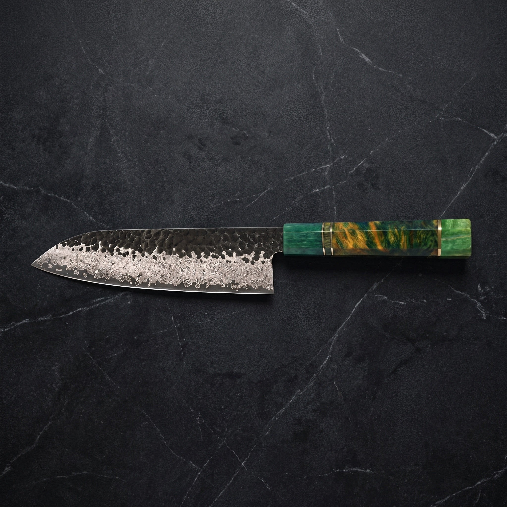 Yoake Santoku All-Purpose Knife – on the board